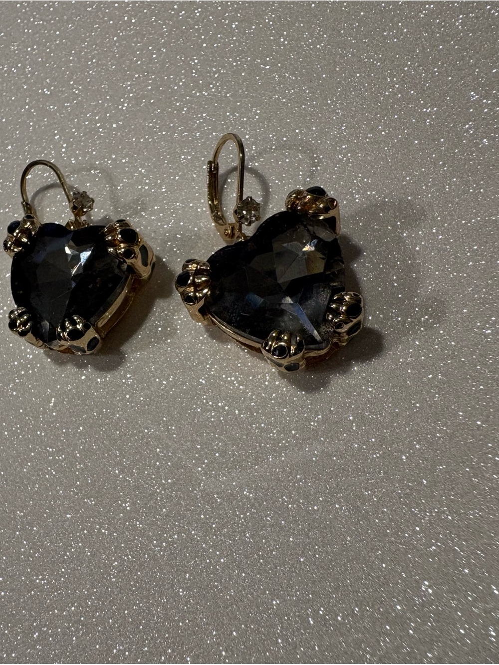 Betsey Johnson Gold-Tone Earrings with Smoky Blue Crystal